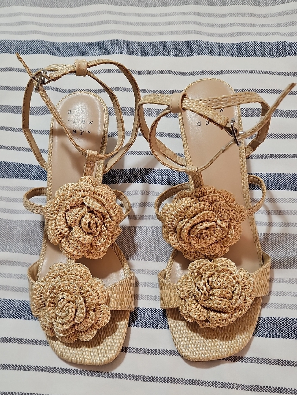 A New Day Tan Crochet Flower Sandals for Women - Picture 1 of 5